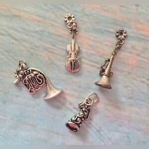 Silver-Tone Musical Instrument Charm Necklace Pendant in Silver